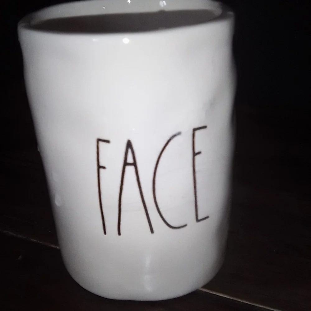 RAE DUNN Ceramic Storage Holder with 'FACE' Text